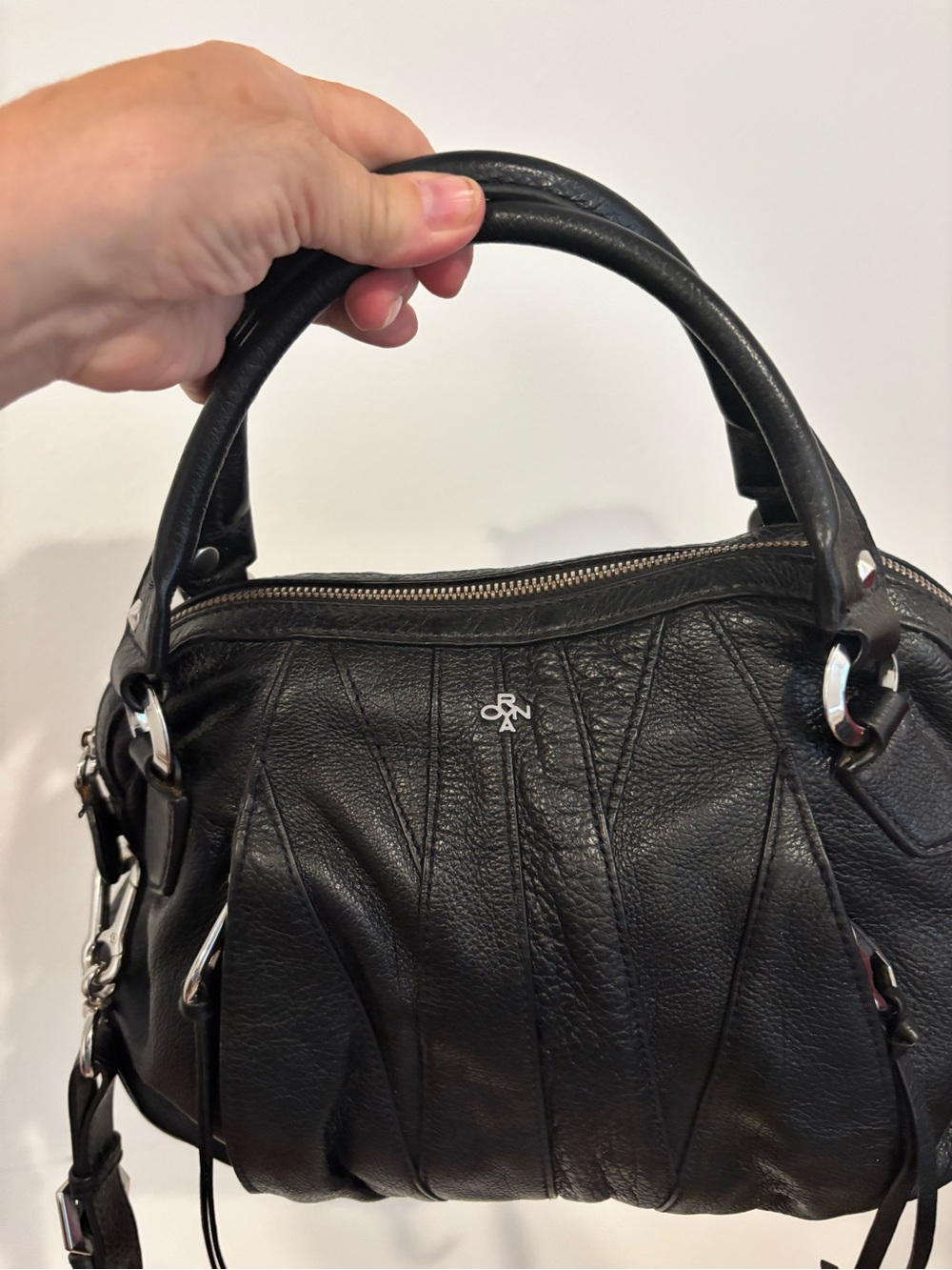 Oryany “Trina” Italian Black Leather Satchel Handbag